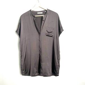 VINCE Satin Silk Popover Blouse